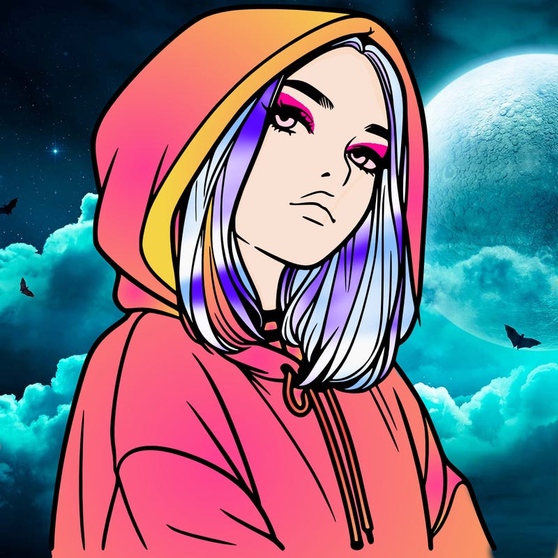 a realistic girl in a hoodie