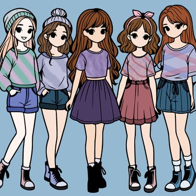 a group of five girls