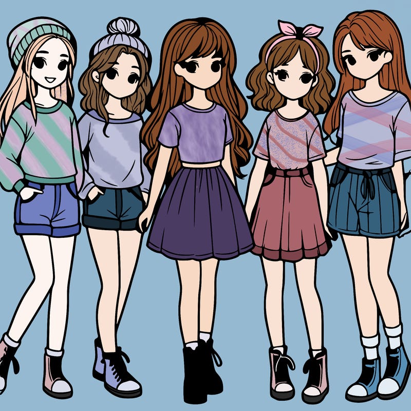 a group of five girls