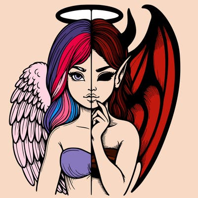 realistic angel half demon