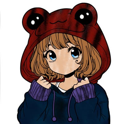 a cute teenage girl wearing a frog hoodie