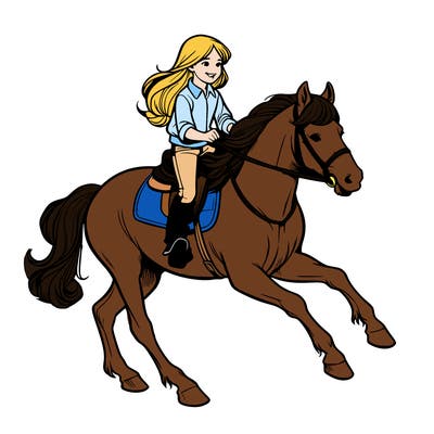 realistic girl riding realistic horse