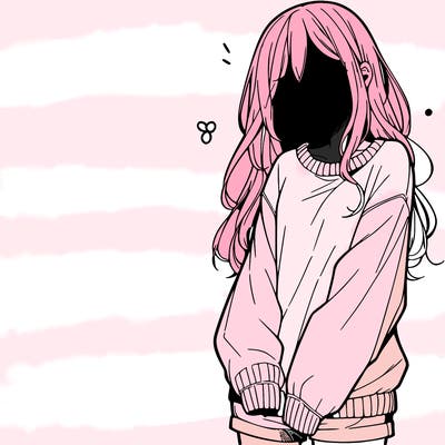 manga teen girl  in a sweater and baggy pants