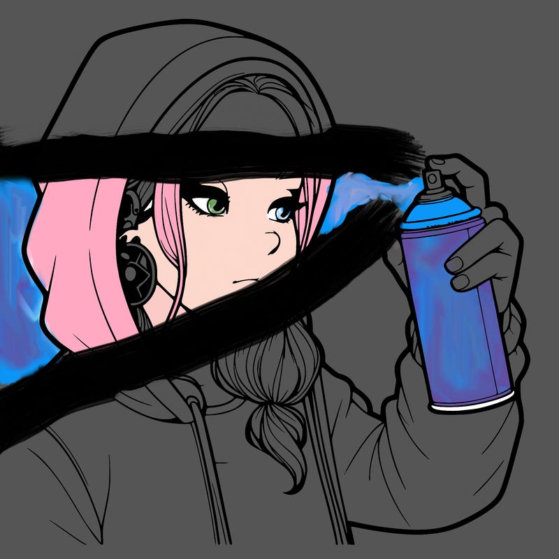 a realistic girl, spray painting