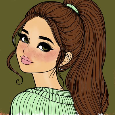 beautiful realistic girl with high ponytail