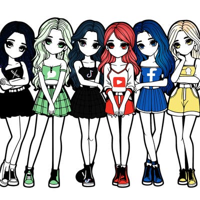 a group of girls realistic