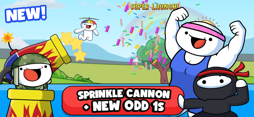 TheOdd1sOut: Let's Bounce - Characters from TheOdd1sOut Let's Bounce game featuring the new sprinkle cannon update and special characters like Ninja James and Buff James.