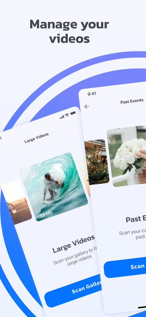 Boosty app interface for managing large videos and cleaning up past calendar events