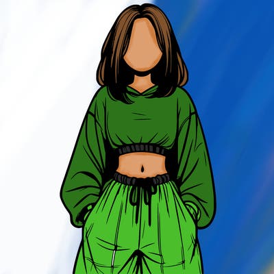 realistic girl faceless with baggy pants and a crop top