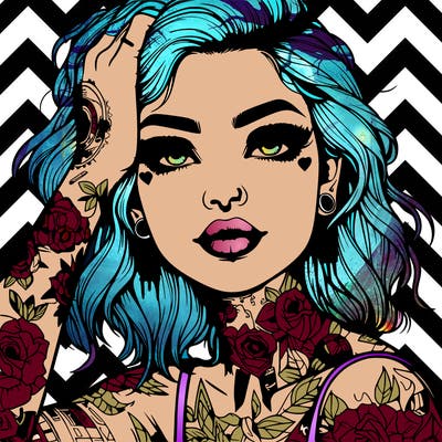 realistic girl with tattoos all over