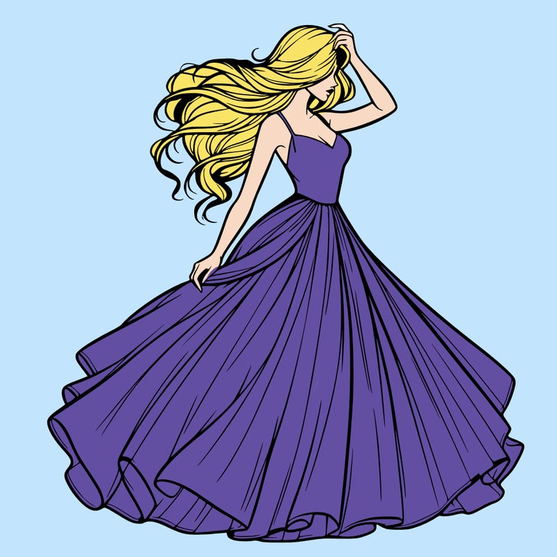 realistic woman with dress flowing in the wind