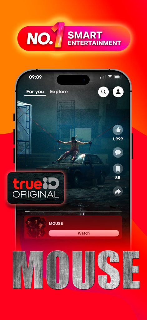 Smartphone screen showing the TrueID app interface for the vertical short drama Mouse