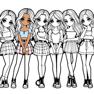 a group of girls realistic