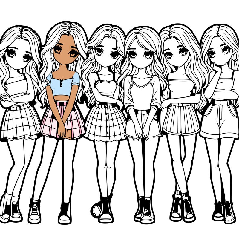 a group of girls realistic