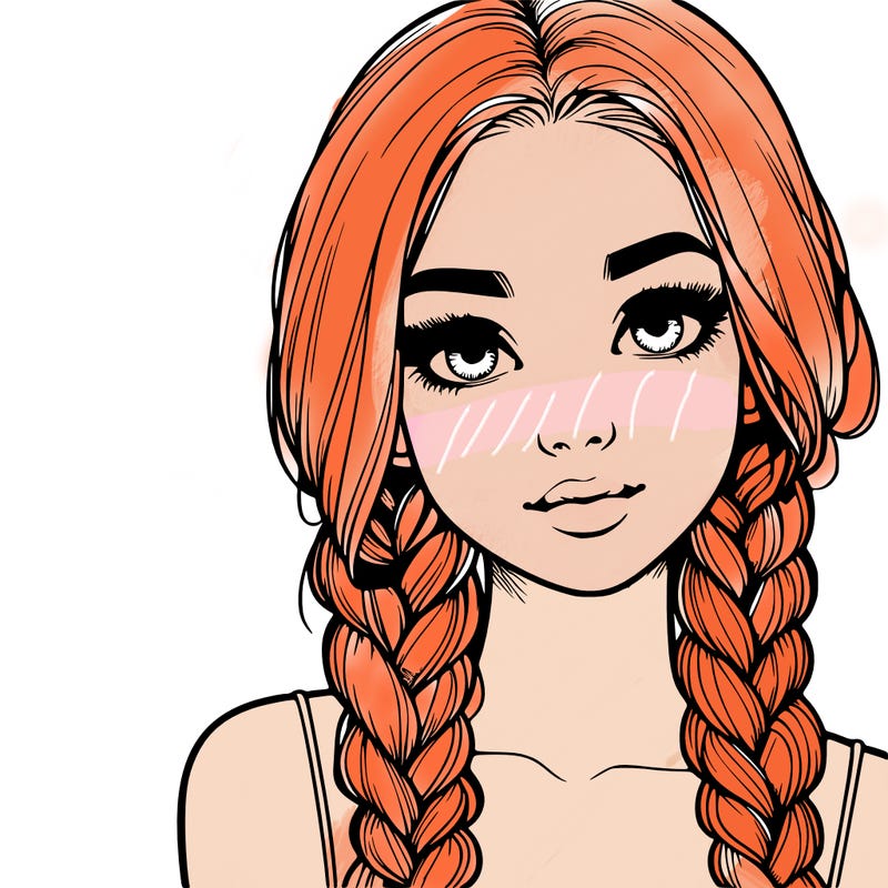 realistic girl with braids