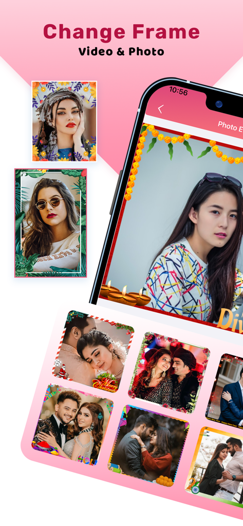 SnapFrame: Foto & Video Editor - SnapFrame app interface showing various decorative frames for photos and videos