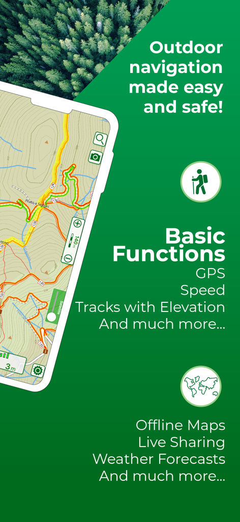 Terra Map - Trail Explorer - Terra Map app interface showing topographic trail maps and GPS navigation features