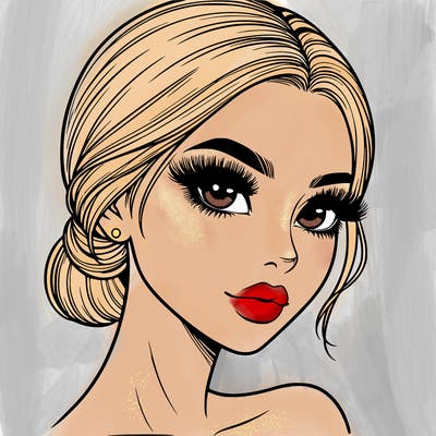 realistic girl with lashes