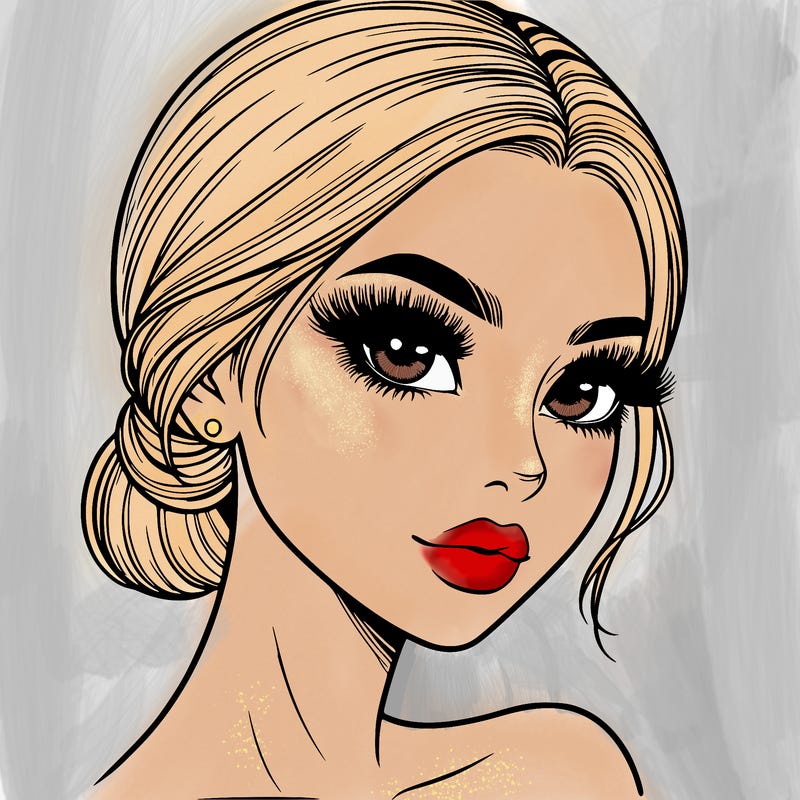 realistic girl with lashes