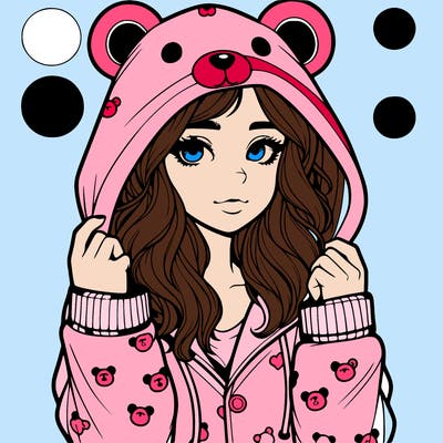 realistic girl in a animal pjs hoodie