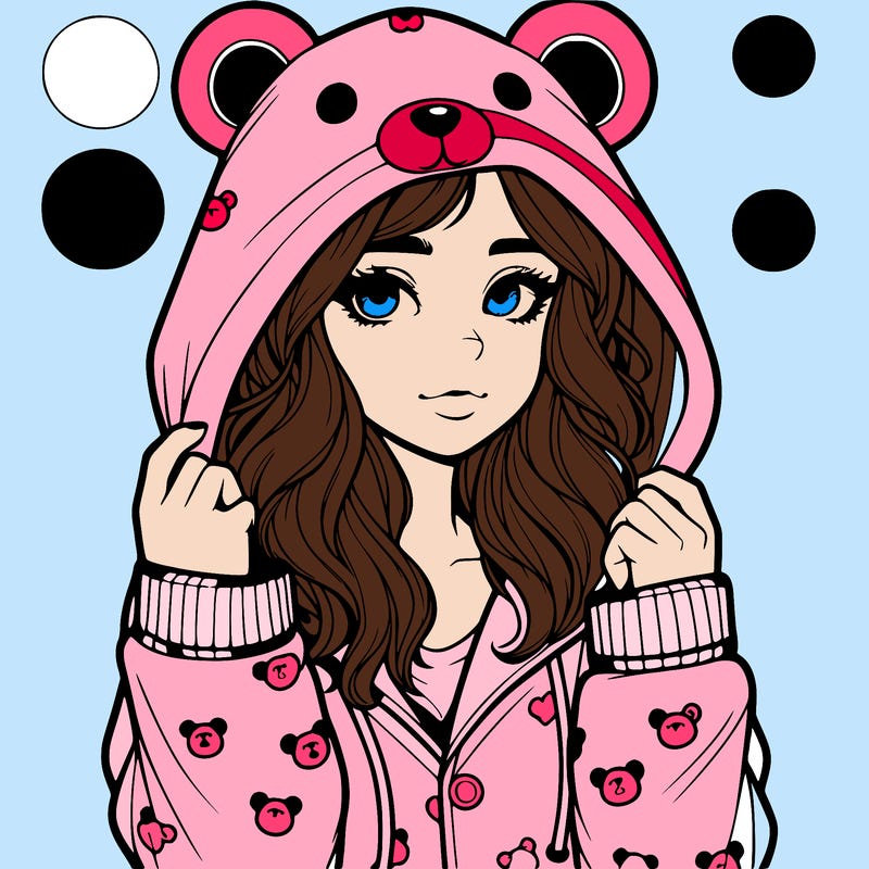 realistic girl in a animal pjs hoodie