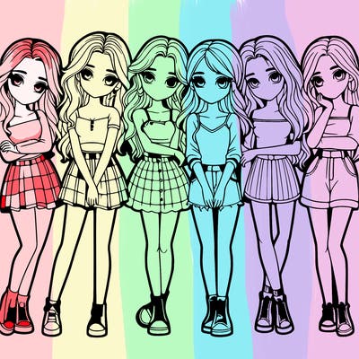 a group of girls realistic