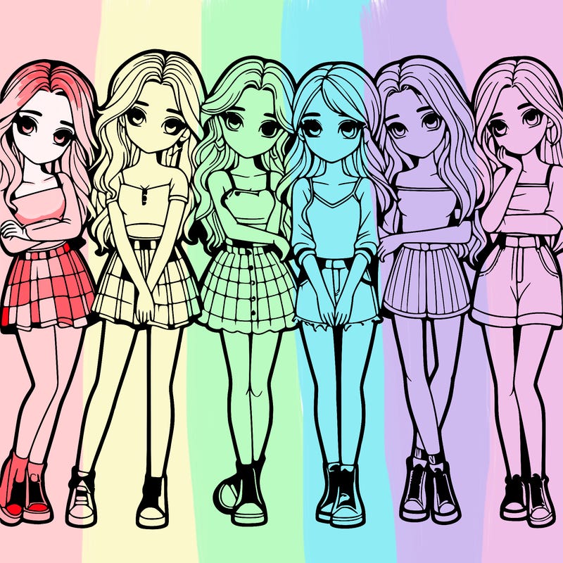 a group of girls realistic