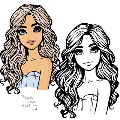 realistic girl with wavy hair