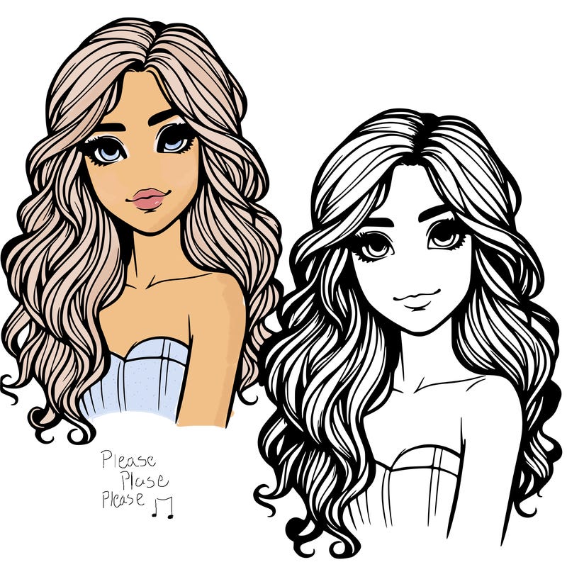 realistic girl with wavy hair