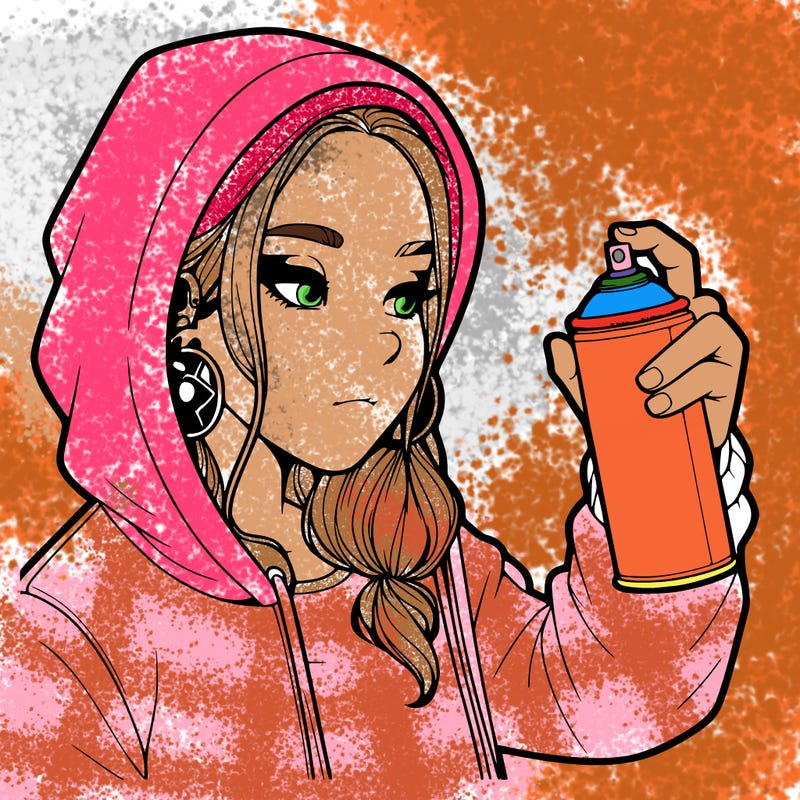 a realistic girl, spray painting