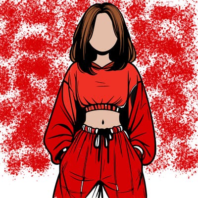 realistic girl faceless with baggy pants and a crop top