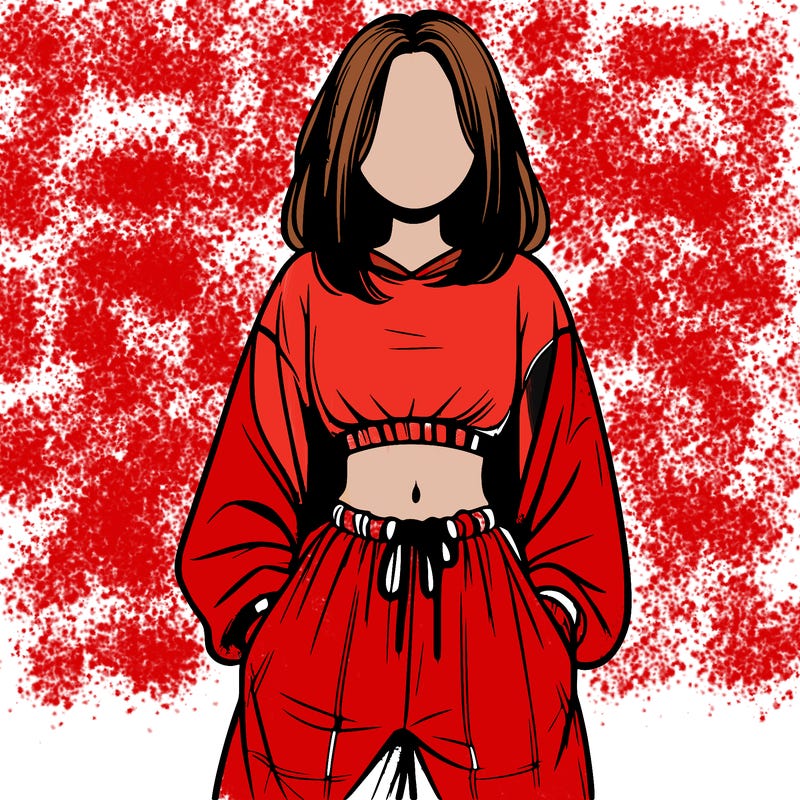 realistic girl faceless with baggy pants and a crop top