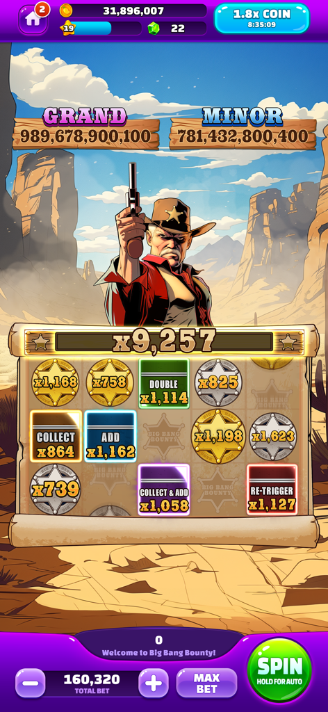 Golden Mango Casino Slot Games - Wild West cowboy themed slot machine interface with high multipliers in portrait mode
