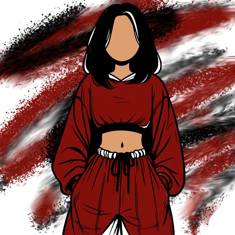 realistic girl faceless with baggy pants and a crop top