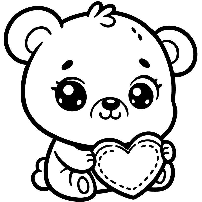 a little bear who's holding a heart