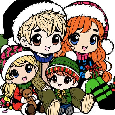 a cute family on christmas very realistic