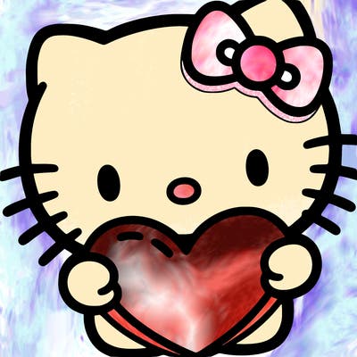 hello kitty holding a big heart