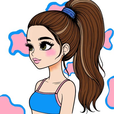 realistic girl with a high ponytail
