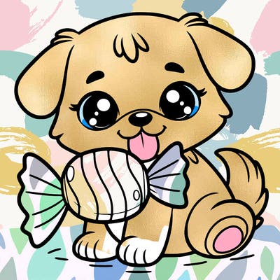 adorable dog eats candy