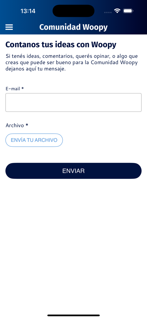 LibreriaWoopy - Formulario para enviar ideas y archivos a la comunidad de LibreriaWoopy