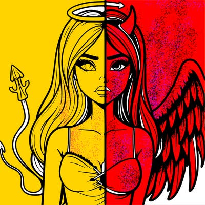 devil vs angel realistic girl