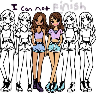 a group of girls wearing crop tops and shorts