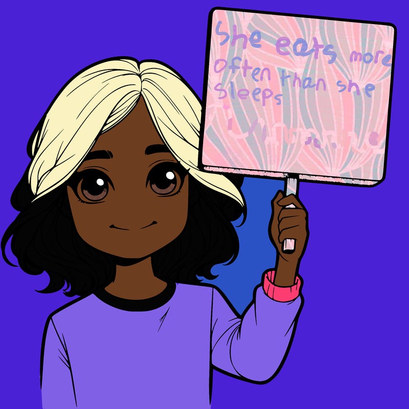 realistic girl holding up a sign