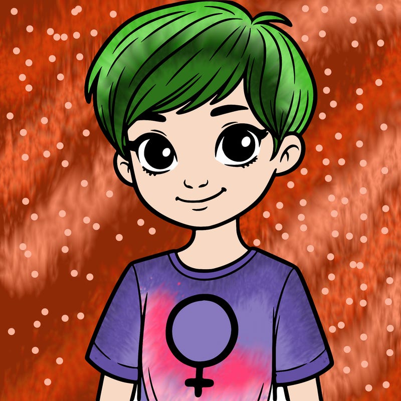 girl with pixie cut and feminist shirt