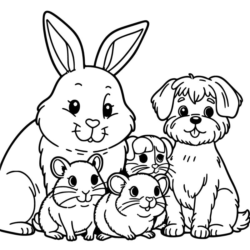 rabbits and hamster and dog