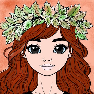 realistic girl with fall leaf crown