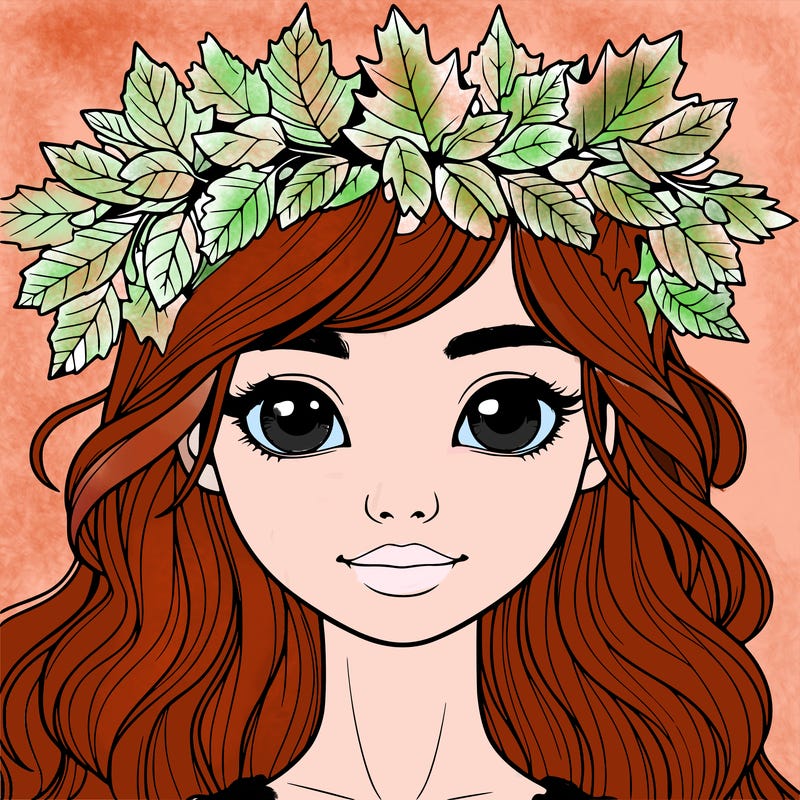 realistic girl with fall leaf crown