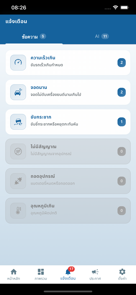 eZView+ - Benachrichtigungsbildschirm der eZView plus Flottenmanagement-App