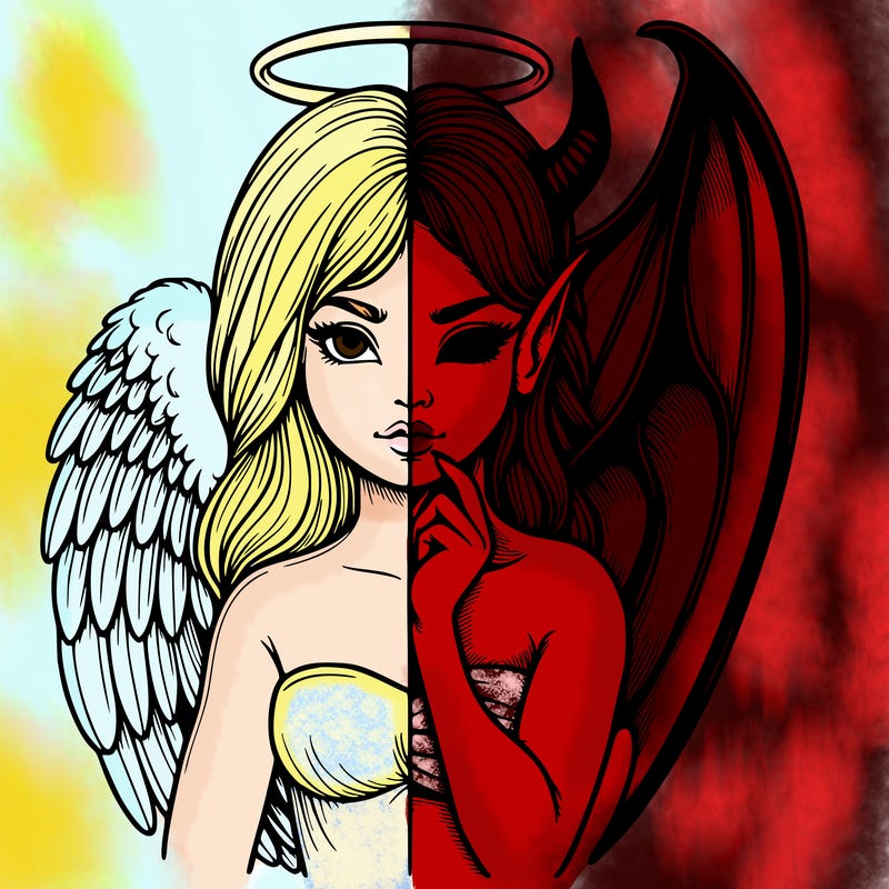 realistic angel half demon