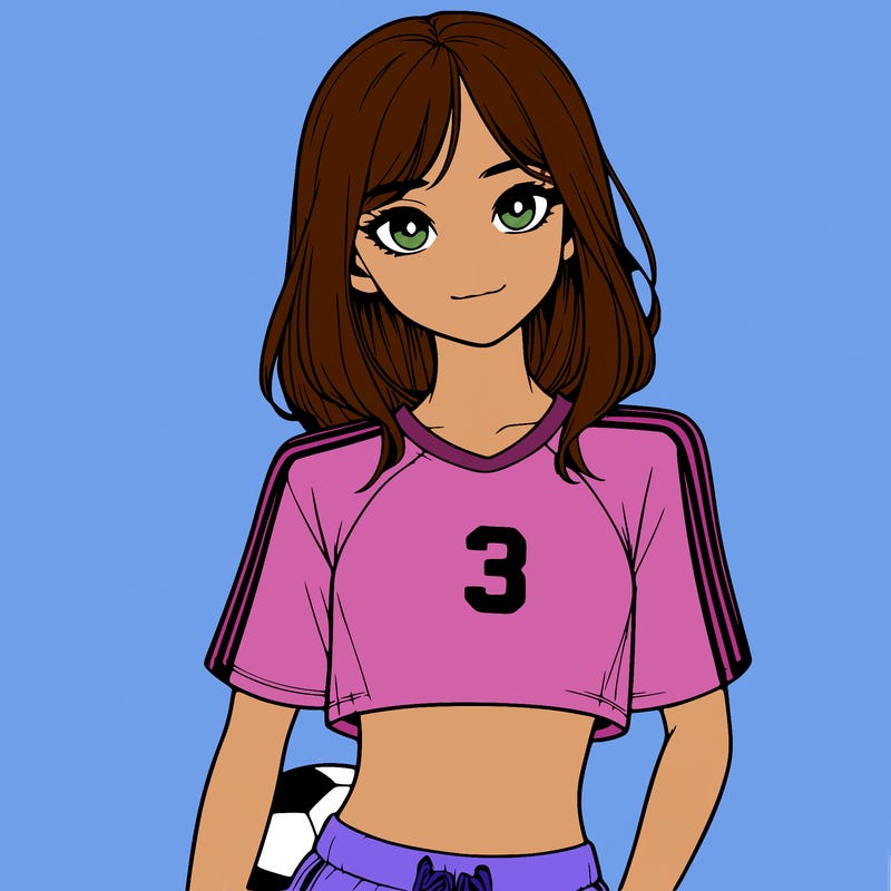 realistic girl wearing soccer jersey